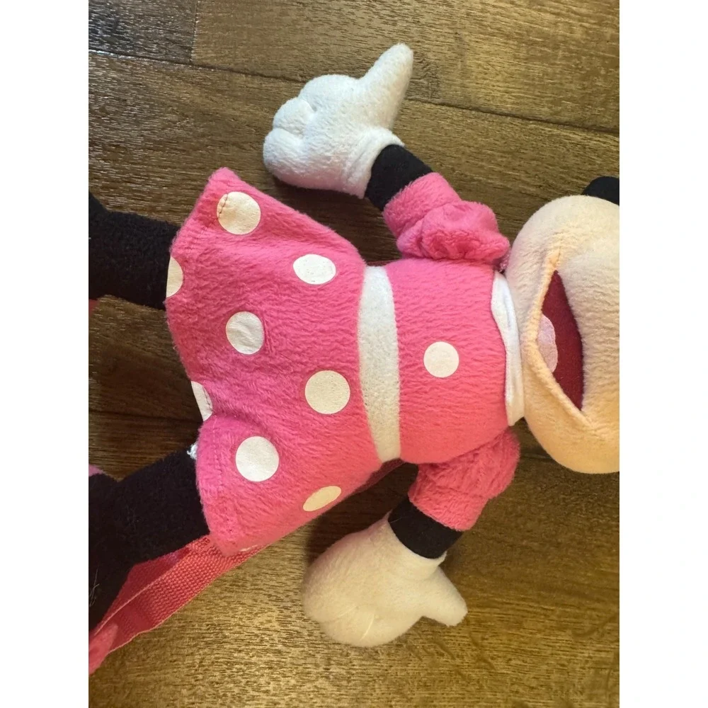 Bioworld Disney Minnie Mouse Backpack Plush Kids Small Pocket Pink Dress 17 Inch